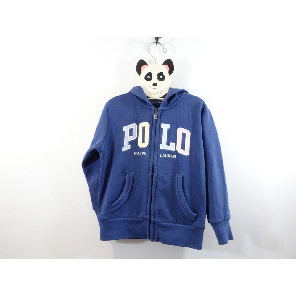 Polo Ralph Lauren Kids Navy Blue Logo Zip Up Hoodie Sweatshirt Size 3